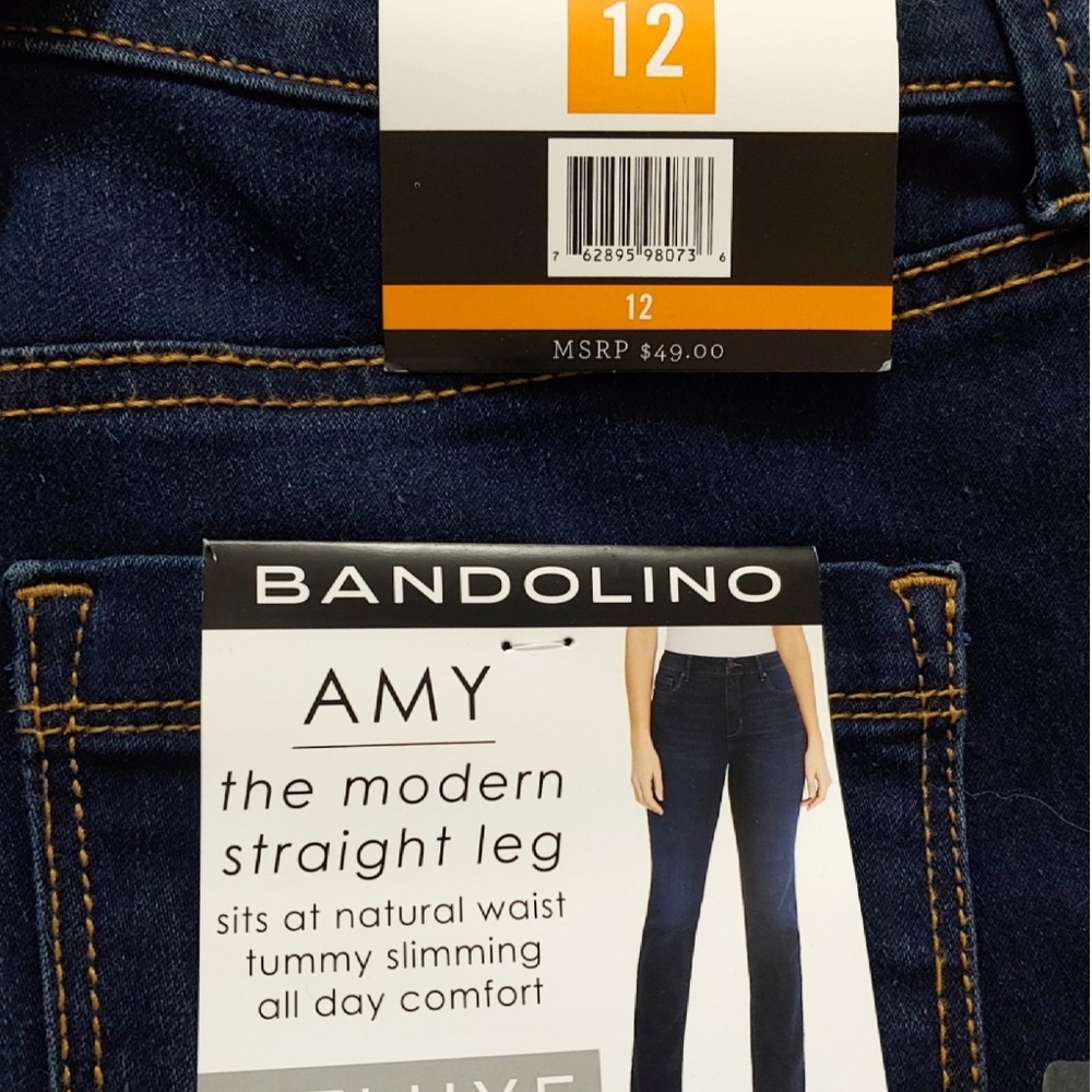 NWTBandolino Amy Womens 10 Blue Straight LegStretch Jeans - Picture 4 of 6